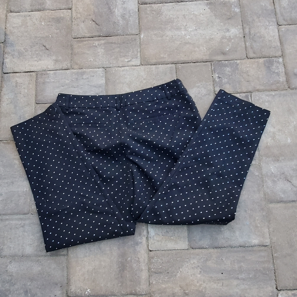 Liz‎ Claibourne Career Emma Size 10 Black White Polka Dot Slacks Straight Leg
